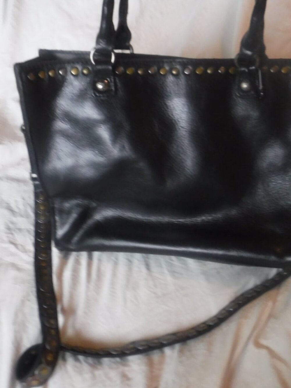 Patricia Nash Black leather Shoulder Crossbody Tote Pure pre Owned